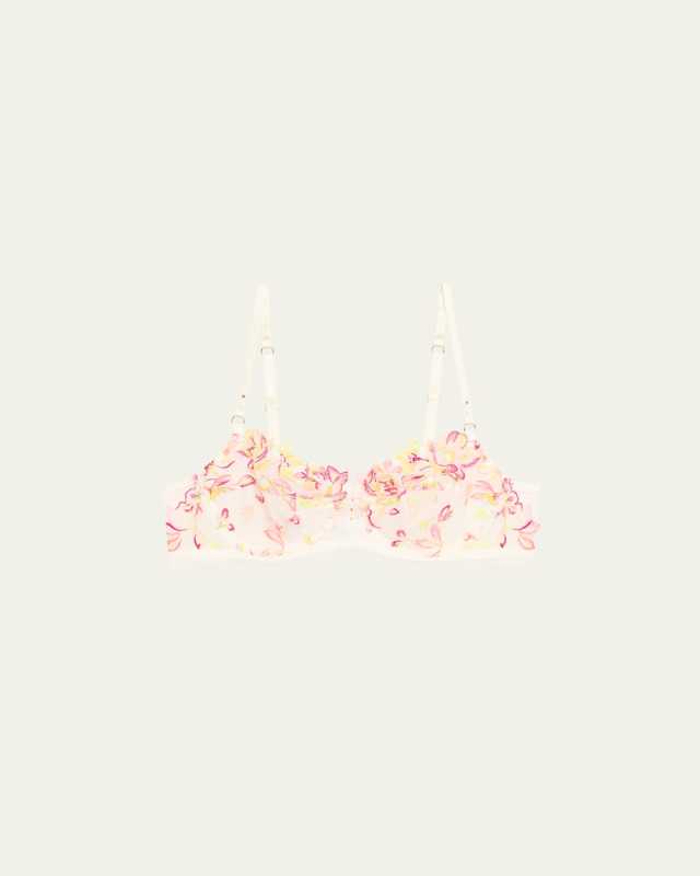 Folie D'Ete Floral-Embroidered Demi Bra